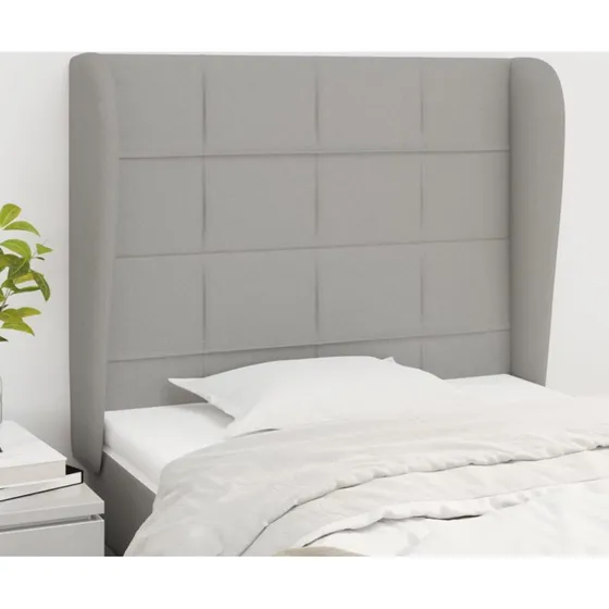 vidaXL Sengegavl med Kanter 83x23x118/128 cm Lysegrå