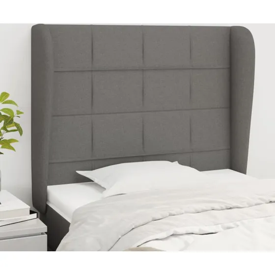 vidaXL Sengegavl med Kanter 93x23x118/128 cm, Mørkegrå
