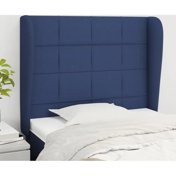 vidaXL Sengegavl med Kanter 103x23x118/128 cm, Blå
