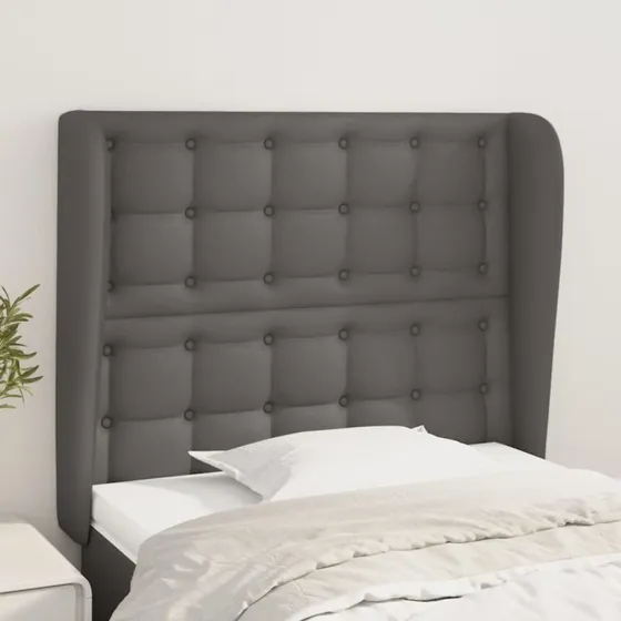 vidaXL Sengegavl med Kanter 83x23x118/128 cm Grå Kunstlæder