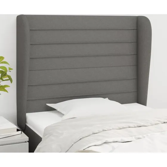 vidaXL Sengegavl med Kanter 83x23x118/128 cm Mørkegrå