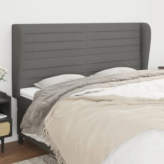vidaXL Sengegavl med Kanter 203x23x118/128 cm Mørkegrå