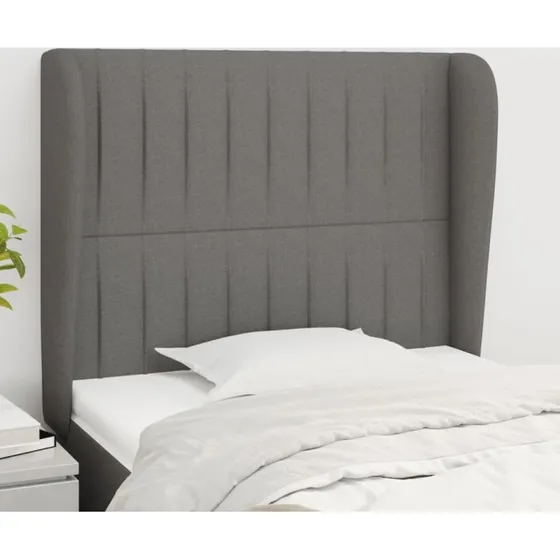 vidaXL Sengegavl med Kanter 83x23x118/128 cm Mørkegrå