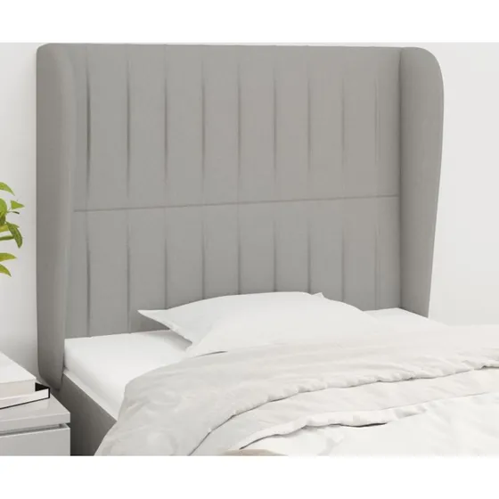 vidaXL Sengegavl med Kanter 93x23x118/128 cm Lysegrå
