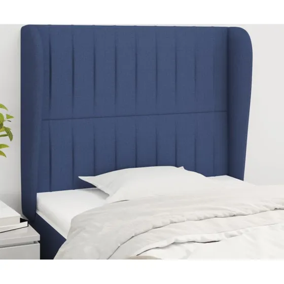 vidaXL Sengegavl med Kanter 83x23x118/128 cm, Blå Stof