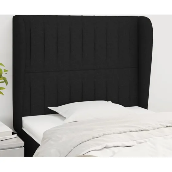 vidaXL Sengegavl med Kanter 93x23x118/128 cm, Sort