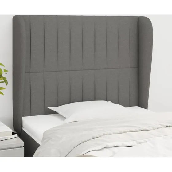 vidaXL Sengegavl med Kanter 103x23x118/128 cm Mørkegrå