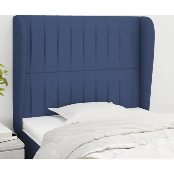 vidaXL Sengegavl med Kanter 103x23x118/128 cm, Blå