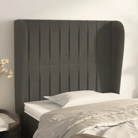 vidaXL Sengegavl med Kanter 93x23x118/128 cm, Mørkegrå