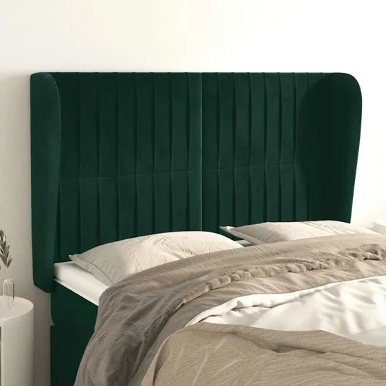 vidaXL Sengegavl med Kanter 147x23x118/128 cm Mørkegrøn