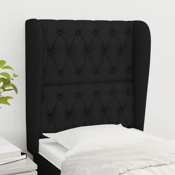 vidaXL Sengegavl med Kanter 83x23x118/128 cm Sort