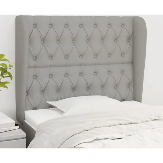 vidaXL Sengegavl med Kanter 93x23x118/128 cm Lysegrå