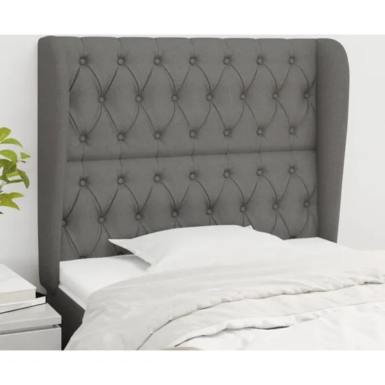 vidaXL Sengegavl med Kanter 93x23x118/128 cm Mørkegrå