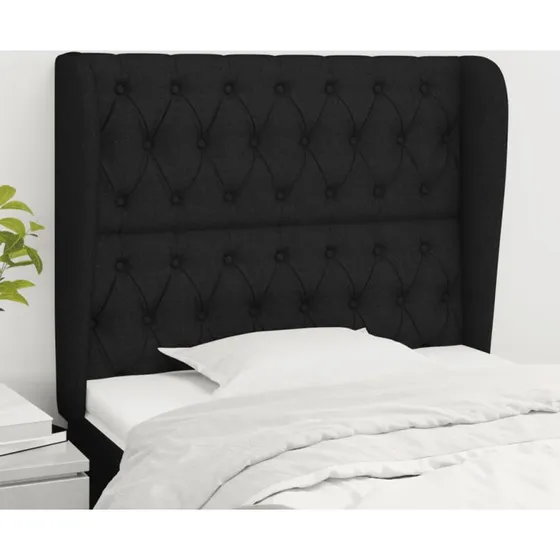 vidaXL Sengegavl med Kanter 103x23x118/128 cm, Sort