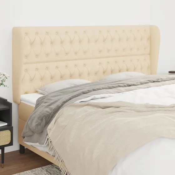 vidaXL Sengegavl med Kanter 183x23x118/128 cm Creme