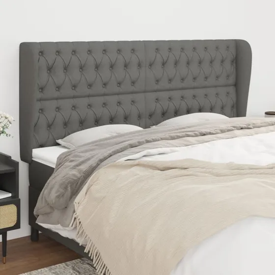 vidaXL Sengegavl med Kanter 203x23x118/128 cm Mørkegrå