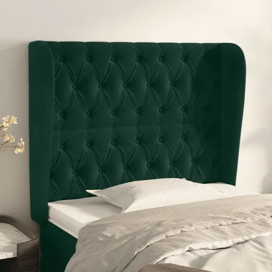 vidaXL Sengegavl med Kanter 93x23x118/128 cm, Mørkegrøn