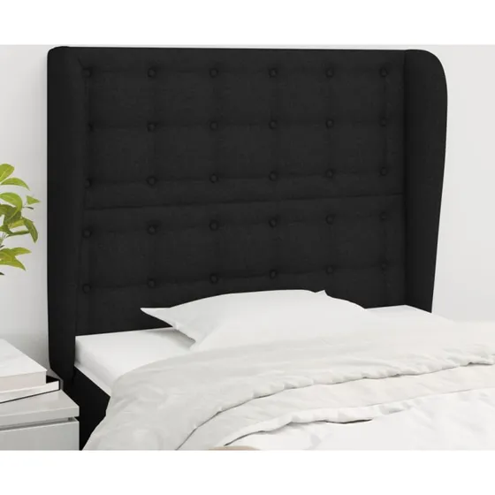 vidaXL Sengegavl med Kanter 83x23x118/128 cm Sort