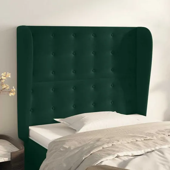 vidaXL Sengegavl med Kanter 103x23x118/128 cm, Mørkegrøn