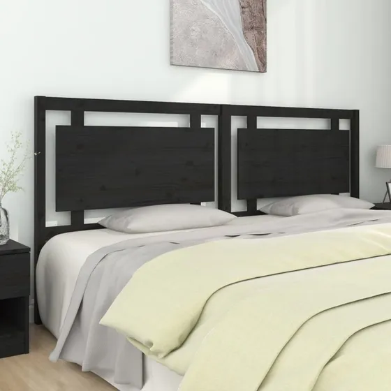 vidaXL Sengegærde 205,5x4x100 cm massivt fyrretræ sort