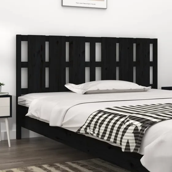 vidaXL Sengegærde 185,5x4x100 cm massivt fyrretræ sort