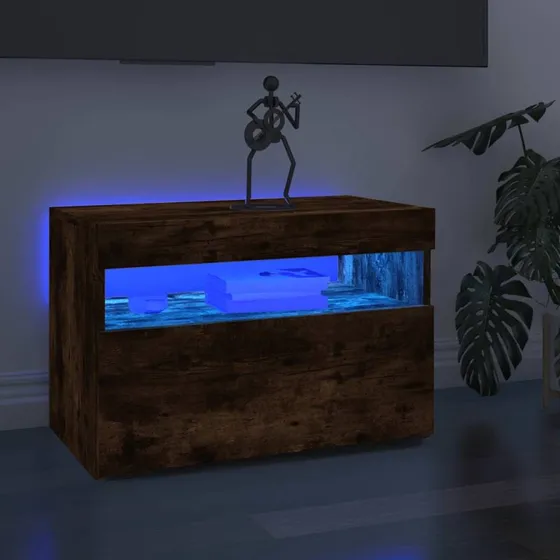 vidaXL tv-bord med LED-lys 60x35x40 cm røget ege