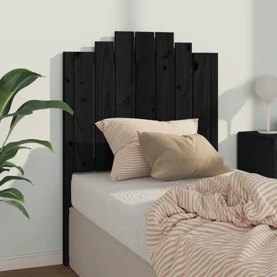 vidaXL Sengegærde 81x4x110 cm massivt fyrretræ sort