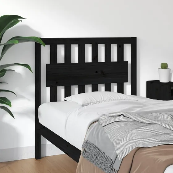 vidaXL Sengegærde 95,5x4x100 cm massivt fyrretræ sort