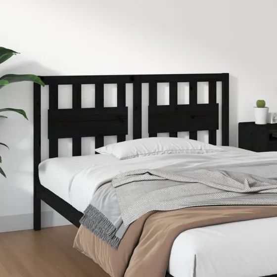 vidaXL Sengegærde 125,5x4x100 cm massivt fyrretræ sort