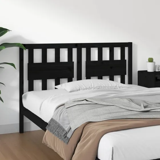 vidaXL Sengegærde 145,5x4x100 cm massivt fyrretræ sort