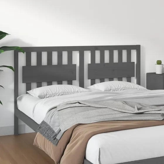 vidaXL Sengegærde 155,5x4x100 cm massivt fyrretræ grå