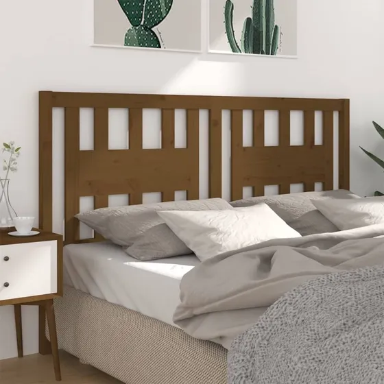 vidaXL Sengegærde 166x4x100 cm massivt fyrretræ gyldenbrun