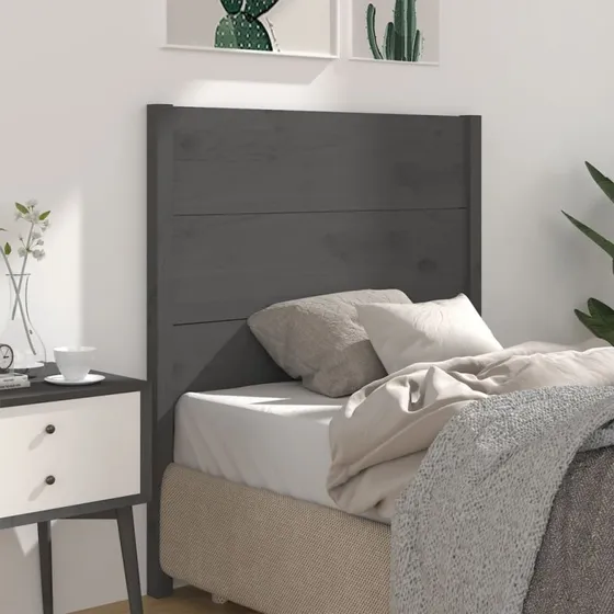 vidaXL Sengegærde 96x4x100 cm Grå Massivt Fyrretræ