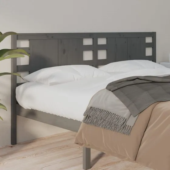 vidaXL Sengegærde 146x4x100 cm Grå Massivt Fyrretræ