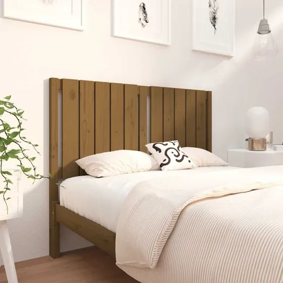vidaXL Sengegærde 125,5x4x100 cm i Massivt Fyrretræ, Gyldenbrun