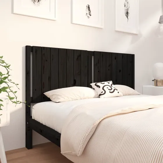 vidaXL Sengegærde 165,5x4x100 cm massivt fyrretræ sort