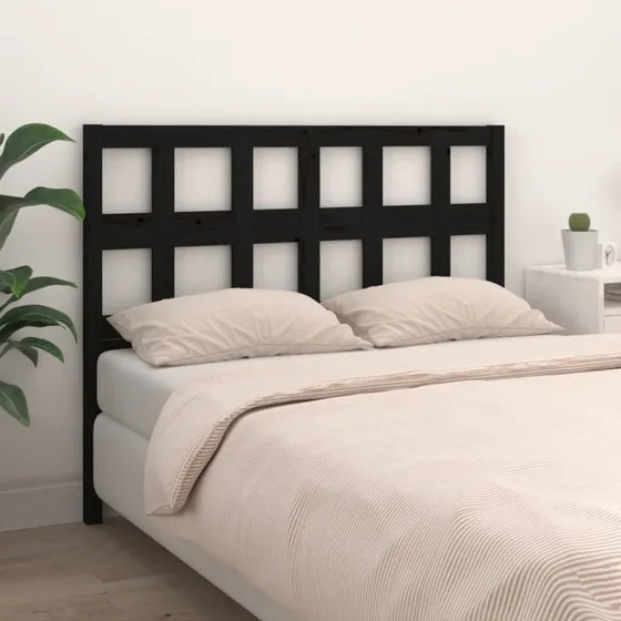 vidaXL Sengegærde 205,5x4x100 cm massivt fyrretræ sort