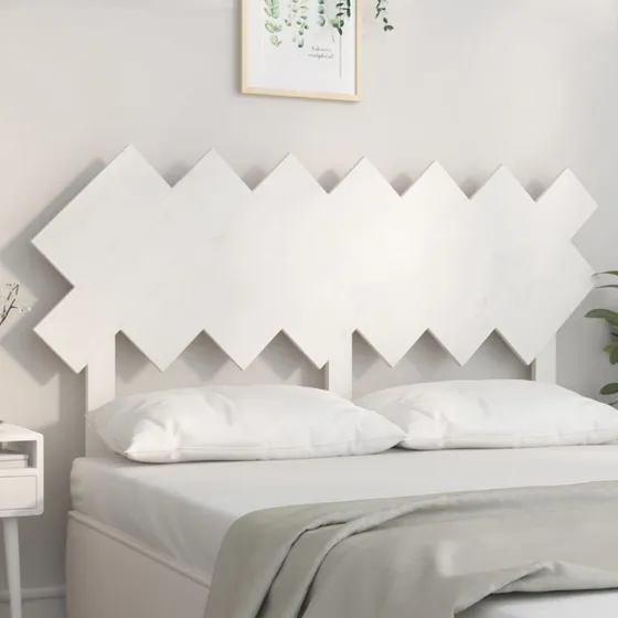 vidaXL Sengegavl 141x3x80,5 cm massivt fyrretræ hvid