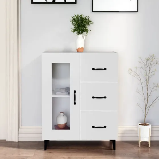 vidaXL Skænk 69,5x34x90 cm Konstrueret Træ Hvid
