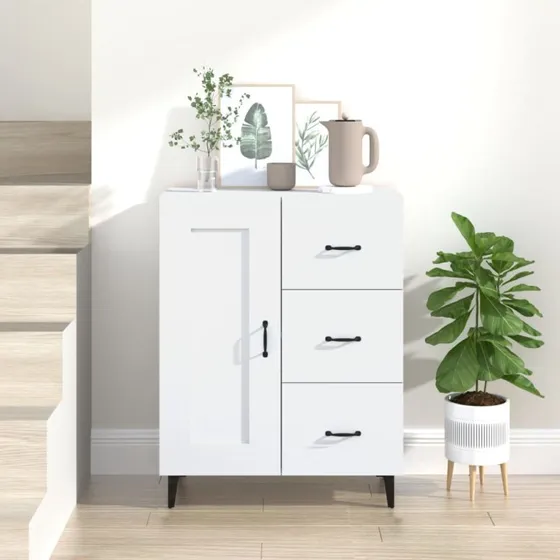 vidaXL Skænk 69,5x34x90 cm Konstrueret Træ Hvid