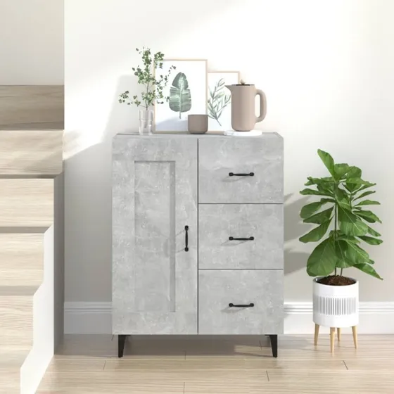 vidaXL Skænk 69,5x34x90 cm Konstrueret Træ Betongrå