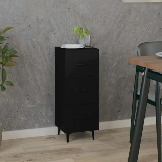 vidaXL Skænk 34,5x34x90 cm Konstrueret Træ Sort