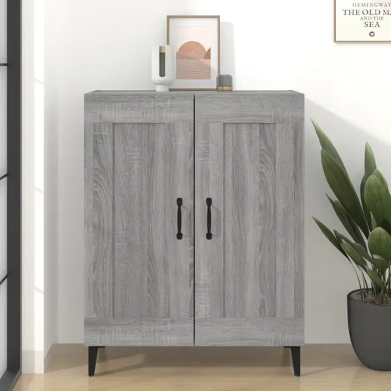 vidaXL Skænk 69,5x34x90 cm Konstrueret Træ Grå Sonoma-Eg