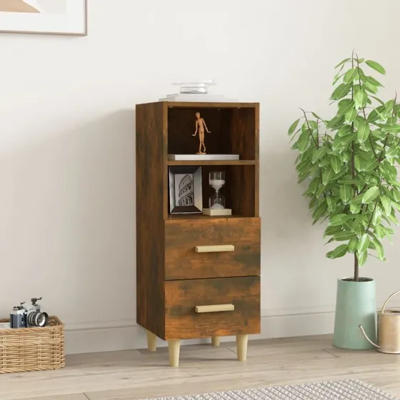 vidaXL Skænk 34,5x34x90 cm Konstrueret Træ Røget Egetræsfarve