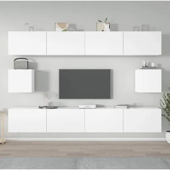 vidaXL tv-skabssæt 6 dele hvid 100 cm konstrueret træ