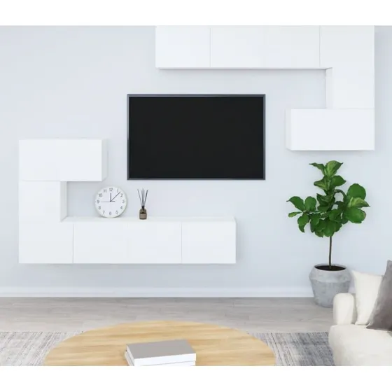 vidaXL Væghængt tv-bord 37x37x72 cm konstrueret træ hvid