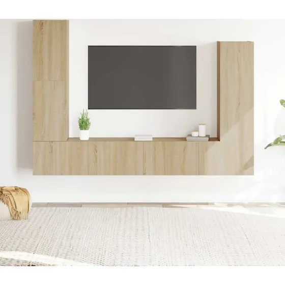 vidaXL Tv-skabssæt 4 dele, 100 cm, konstrueret træ, sonoma-eg