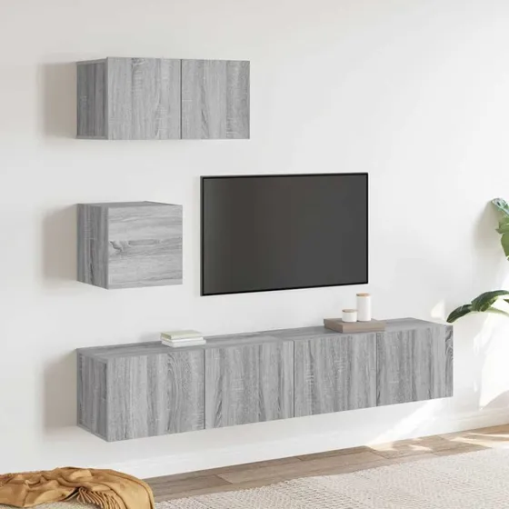 vidaXL tv-skabssæt 4 dele grå sonoma-eg 60/80 cm