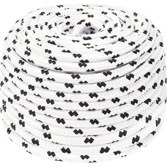 vidaXL flettet tovværk 6 mm x 25 m hvid polyester