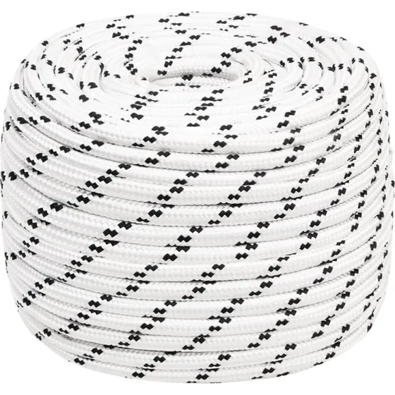 vidaXL flettet tovværk 12 mm x 25 m hvid polyester